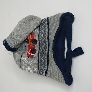 Boy's  Grey | Navy Winter Hat & Mitten Set Ages 3-6Yrs